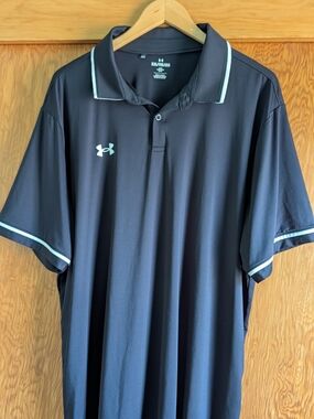 Under Armour Men’s Performance Black Polo with White Piping